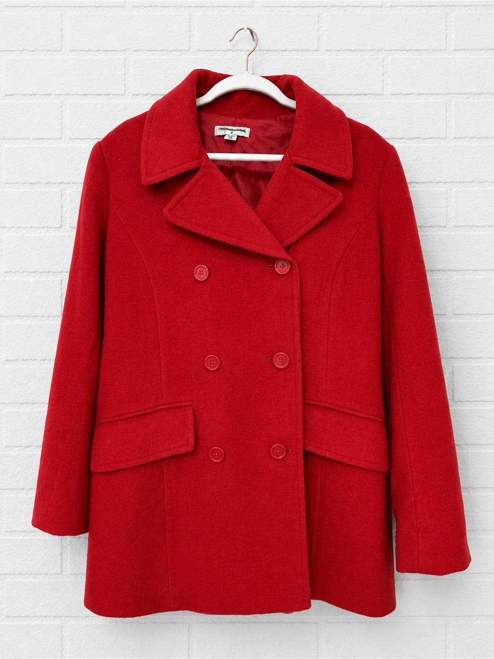 Classic Red Double-Breasted Pea Coat